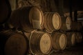 Barrels in Wine Cellar