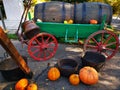 Barrels of wine in colored cart