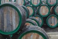 Barrels of wine on open sun Royalty Free Stock Photo