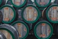 Barrels of wine on open sun Royalty Free Stock Photo
