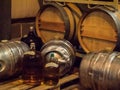 Barrels of wine in winery cellar Royalty Free Stock Photo