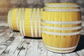 Barrels on wooden floor Royalty Free Stock Photo
