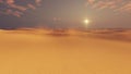 Barren desert lands at sunset