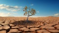 Barren Desert Landscape with Cloudy Sky and Mountain Horizon generated by AI tool