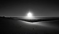 Barren desert sun, black and white