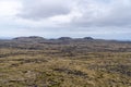 Barren, desolate volcanic landscape of Iceland, as seen from the Saxholl Crater, Snaefellsness Pensinsula