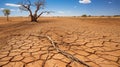 Barren land in scorching temperatures