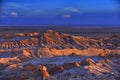 Barren landscape of the Moon valley in Atacama desert, Chile. Royalty Free Stock Photo