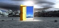 Barren Lanscape With Open Yellow Door Royalty Free Stock Photo