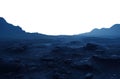barren stone rocky landscape. sunset dusk. Isolated transparent background. Alien landscape. desert landscape. Royalty Free Stock Photo