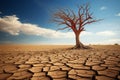 Barren strength lone tree standing tall in a cracked desert