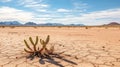 Barren terrain with lone cactus Royalty Free Stock Photo