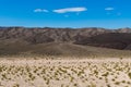 Barren volcanic hills and an alluvial fan in Death Valley National Park