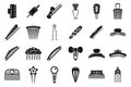 Barrette accessories icons set, simple style