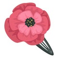 Barrette with poppy flower decoration, female hair accessory