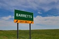 US Highway Exit Sign for Barretts Royalty Free Stock Photo