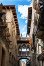 Barri Gothic Quarter and Bridge of Sighs in Barcelona, Catalonia, Spain Royalty Free Stock Photo