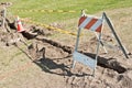 Barricade with Caution Tape Royalty Free Stock Photo