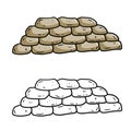 Barricade of sandbags. Fortified point. Defense construction Royalty Free Stock Photo