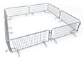 Barricaded square made of mobile steel fences 3D Royalty Free Stock Photo