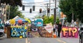 Barricades on the road for CHAZ CHOP in Seattle June 2020