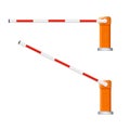 Barrier flock. Detailed illustrations of open and closed red and white automotive barriers.