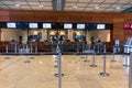 Barrier in front of the check-in area at Berlin Brandenburg Airport BER Willy Brandt