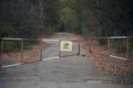 Barrier in Pripyat in Chernobyl in the forest