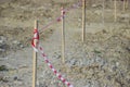 Barrier red and white tape to mark construction site 2 Royalty Free Stock Photo