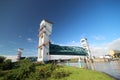 Barrier in the river Hollandsche IJssel at Krimpen named Hollandsche IJsselkering. Royalty Free Stock Photo