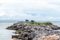 Barrier and rock dam protection seawater and wave