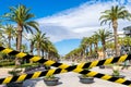 Barrier tape against Passeig Jaume I in Salou Royalty Free Stock Photo