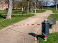 Barrier tape parking facility Coronavirus precautions