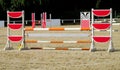 Barrier to jump on horse at the racetrack