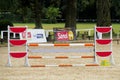 Barrier to jump on horse at the racetrack