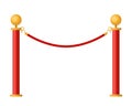 Barriers with red rope. Red carpet event enterance gate. VIP zone, closed event restriction.