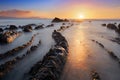 Barrika beach at sunset Royalty Free Stock Photo