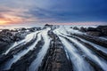 Barrika beach at sunset Royalty Free Stock Photo