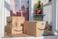 Barrington, IL/USA 12-08-2018: Holiday packages arrive from Amazon