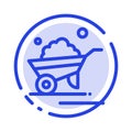 Barrow, Garden, Trolley, Truck, Wheelbarrow Blue Dotted Line Line Icon