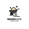 Barrow, Garden, Trolley, Truck, Wheelbarrow Business Logo Template. Flat Color