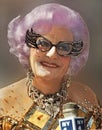 Barry Humphries as Alter Ego Dame Edna Everage in Times Square, NYC, on Sept. 12, 1999 Royalty Free Stock Photo