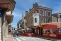 Bars, cafes, restauarants, shops on the streets of Etretat in Normandy