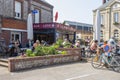 Bars, cafes, restauarants, shops on the streets of Etretat in Normandy