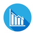bars descending graph flat icon with long shadow Royalty Free Stock Photo