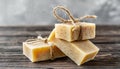 Bars of natural handmade soap. Spa self-care organic product Royalty Free Stock Photo