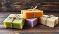 Bars of natural handmade soap. Spa self-care organic product Royalty Free Stock Photo