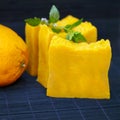 Bars of natural orange soap Royalty Free Stock Photo