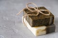 Bars of natural soap with dried herbs Natural Herbal Products. Spa