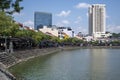 Bars and restaurants along historic Boat Quay, Singapore